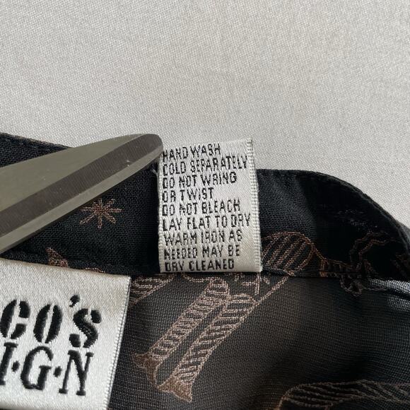 Chico's Women's Black Brown Sheer Animal Print Button Front Blouse Size 3 XL - Picture 6 of 11